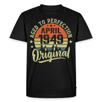 April 1949 Birthday - April 1949 Gift Idea - Men's Premium Organic T-Shirt - black - Front - Nico (187cm)