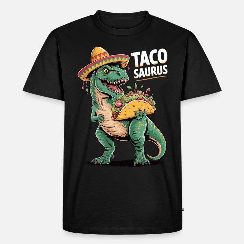 Taco trifft Dino - Männer Premium Bio T-Shirt - Schwarz