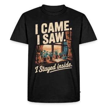 Introverti avec du style - j’ai préféré rester à l’intérieur - T-shirt Premium bio Homme - noir - Devant - Nico (187cm)