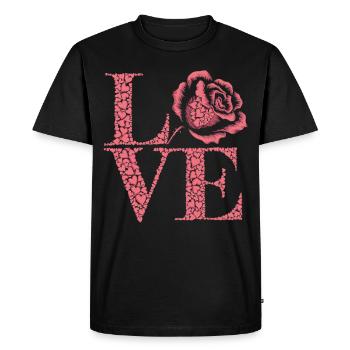 Rose de l’Amour - Chemise LOVE sincère - T-shirt Premium bio Homme - noir - Devant - Nico (187cm)