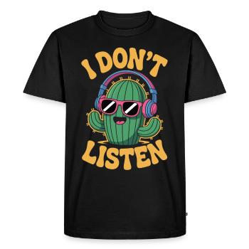 Cactus avec attitude - Épineux, têtu, élégant - T-shirt Premium bio Homme - noir - Devant - Nico (187cm)