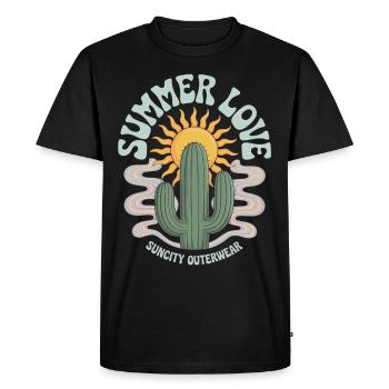 Cactus Sun Retro Style - Men's Premium Organic T-Shirt - black - Front - Nico (187cm)
