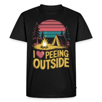 Pure nature - with humor - I love peeing outdoors - Men's Premium Organic T-Shirt - black - Front - Nico (187cm)