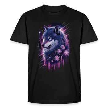 Galactic Wolf in the Star Forest - Men's Premium Organic T-Shirt - black - Front - Nico (187cm)