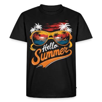 Hello Summer - Surfer et profiter du soleil - T-shirt Premium bio Homme - noir - Devant - Nico (187cm)