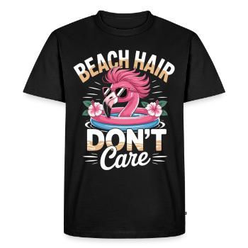 Chemise d’été flamant rose avec dicton - T-shirt Premium bio Homme - noir - Devant - Nico (187cm)