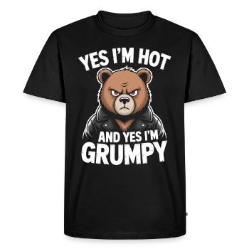 Grumpy Bear - Yes, I'm Hot & Grumpy - Men's Premium Organic T-Shirt - black - Front - Nico (187cm)