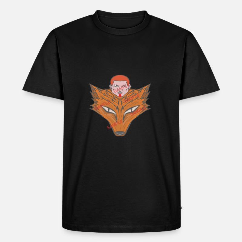Wolf - Männer Premium Bio T-Shirt - Schwarz