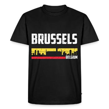 Brussels Belgium City - Men's Premium Organic T-Shirt - black - Front - Nico (187cm)