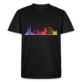 London England UK City Skyline Pixel Colorful - Men's Premium Organic T-Shirt - black - Front - Nico (187cm)