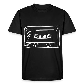 Cassette Retro Drawing - Men's Premium Organic T-Shirt - black - Front - Nico (187cm)