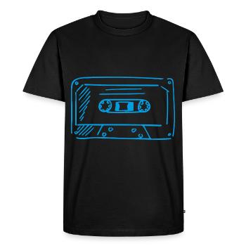 Cassette - T-shirt Premium bio Homme - noir - Devant - Nico (187cm)