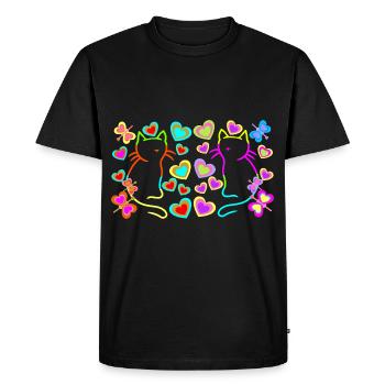 Summer Retro Cats Cat Colorful Summertime - Men's Premium Organic T-Shirt - black - Front - Nico (187cm)