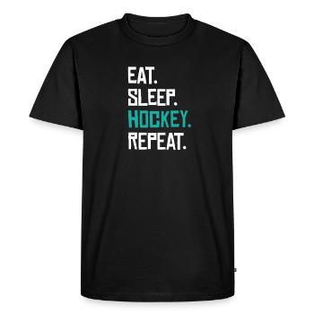 Mangez. Sommeil. Hockey. Répétez. Hockey sur glace - T-shirt Premium bio Homme - noir - Devant - Nico (187cm)