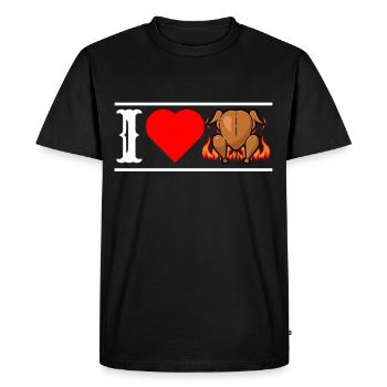 J’adore le poulet frit avec le coeur cool drôle - T-shirt Premium bio Homme - noir - Devant - Nico (187cm)