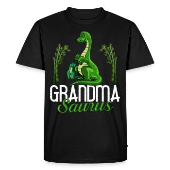 Dinosaur Grandma Saurus Omasaurus Grandmother - Men's Premium Organic T-Shirt - black - Front - Nico (187cm)