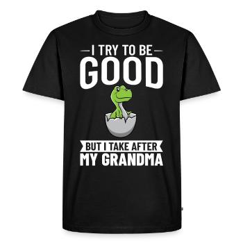 Dinosaur Grandma Saurus Omasaurus Grandmother - Men's Premium Organic T-Shirt - black - Front - Nico (187cm)