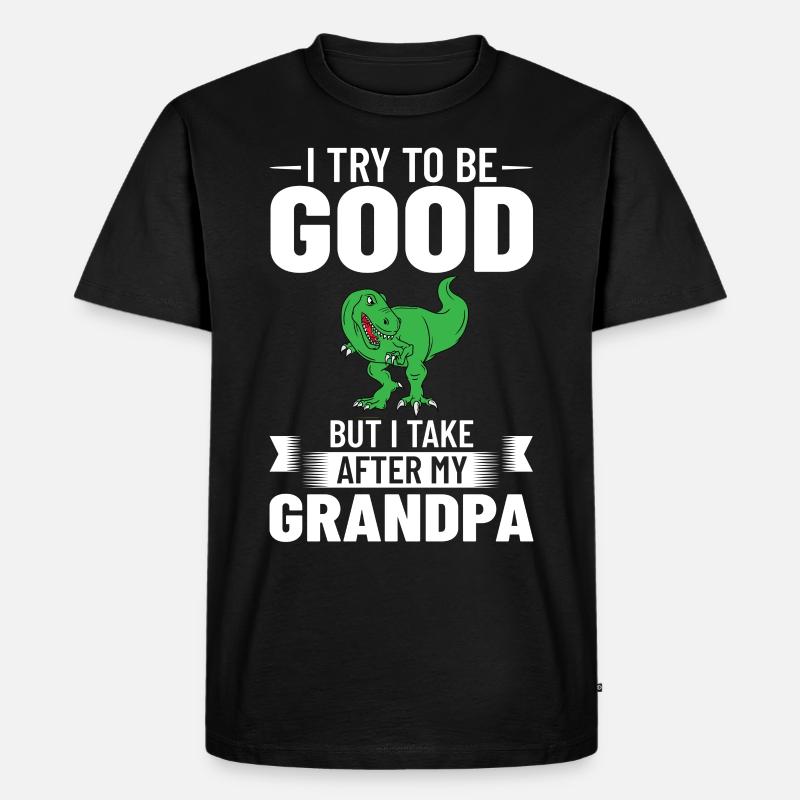 Opa Dinosaurier Großvater Saurus Opasaurus - Männer Premium Bio T-Shirt - Schwarz