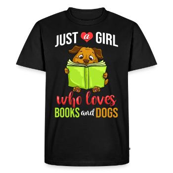 Book Dog Reading Bookworm Librarian Reader - Men's Premium Organic T-Shirt - black - Front - Nico (187cm)