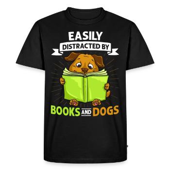 Book Dog Reading Bookworm Librarian Reader - Men's Premium Organic T-Shirt - black - Front - Nico (187cm)