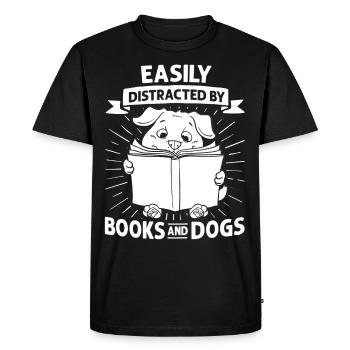 Book Dog Reading Bookworm Librarian Reader - Men's Premium Organic T-Shirt - black - Front - Nico (187cm)
