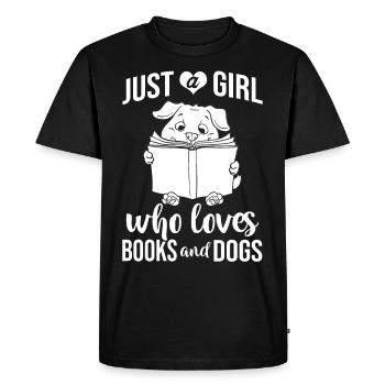 Book Dog Reading Bookworm Librarian Reader - Men's Premium Organic T-Shirt - black - Front - Nico (187cm)