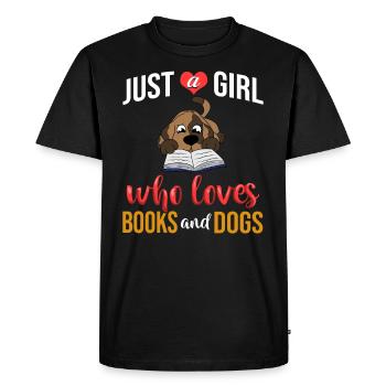 Book Dog Reading Bookworm Librarian Reader - Men's Premium Organic T-Shirt - black - Front - Nico (187cm)