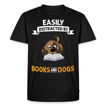 Book Dog Reading Bookworm Librarian Reader - Men's Premium Organic T-Shirt - black - Front - Nico (187cm)