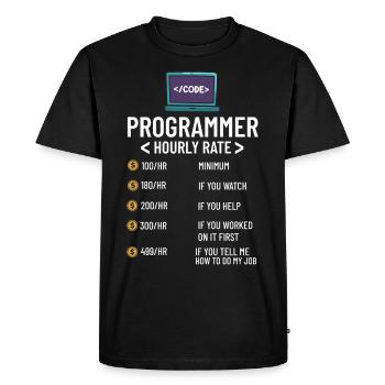Programmeur Programmation Ordinateur Développeur Pc - T-shirt Premium bio Homme - noir - Devant - Nico (187cm)