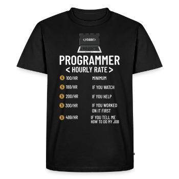 Programmeur Programmation Ordinateur Développeur Pc - T-shirt Premium bio Homme - noir - Devant - Nico (187cm)