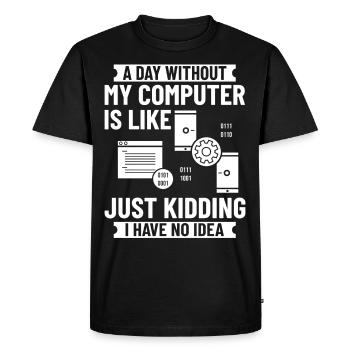 Programmeur Programmation Ordinateur Développeur Pc - T-shirt Premium bio Homme - noir - Devant - Nico (187cm)
