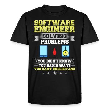 Génie logiciel Ingénieur en génie logiciel - T-shirt Premium bio Homme - noir - Devant - Nico (187cm)