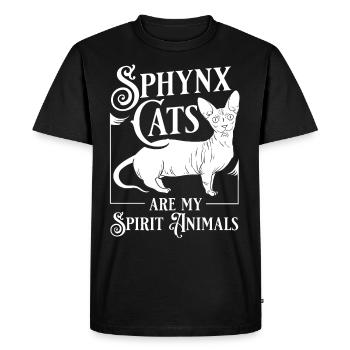 Sphynx Chat Sphinx Chaton sans poils Egypte - T-shirt Premium bio Homme - noir - Devant - Nico (187cm)