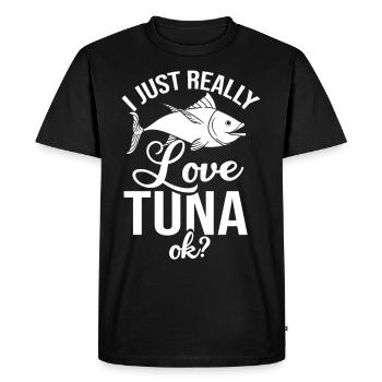 Thon rouge Pêcheur de thon rouge Grec - T-shirt Premium bio Homme - noir - Devant - Nico (187cm)