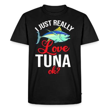 Thon rouge Pêcheur de thon rouge Grec - T-shirt Premium bio Homme - noir - Devant - Nico (187cm)