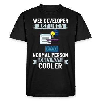 Développeur Web Developer Manager de développement Web - T-shirt Premium bio Homme - noir - Devant - Nico (187cm)