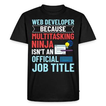 Développeur Web Developer Manager de développement Web - T-shirt Premium bio Homme - noir - Devant - Nico (187cm)
