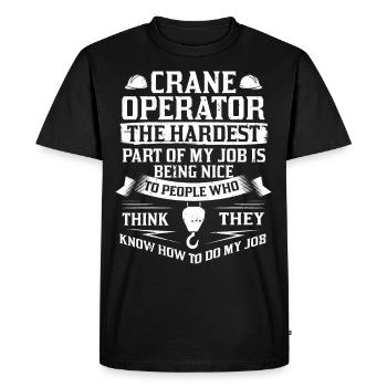 Formation de grutier Ouvrier de la construction Tour de grue - T-shirt Premium bio Homme - noir - Devant - Nico (187cm)