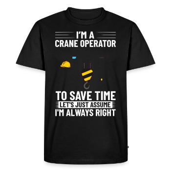 Formation de grutier Ouvrier de la construction Tour de grue - T-shirt Premium bio Homme - noir - Devant - Nico (187cm)