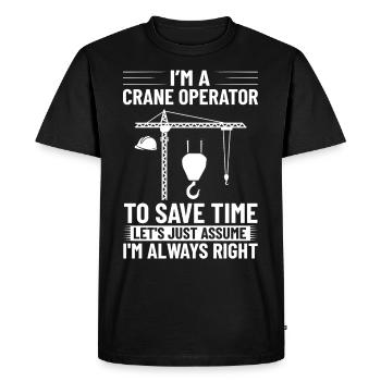 Formation de grutier Ouvrier de la construction Tour de grue - T-shirt Premium bio Homme - noir - Devant - Nico (187cm)