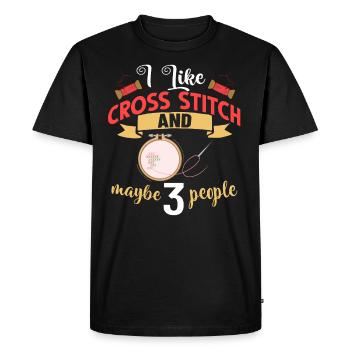 Point de croix Motif Point de croix Aiguilles Broderie Tissage - T-shirt Premium bio Homme - noir - Devant - Nico (187cm)