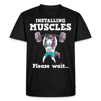 Unicorn Muscle Workout Fitness Training Sport - Men's Premium Organic T-Shirt - black - Front - Nico (187cm)