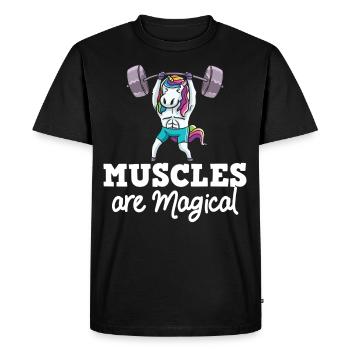 Unicorn Muscle Workout Fitness Training Sport - Men's Premium Organic T-Shirt - black - Front - Nico (187cm)