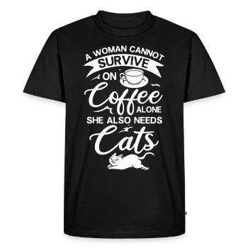 Cafetière Chat Machine Chaton Tasse Grains - T-shirt Premium bio Homme - noir - Devant - Nico (187cm)
