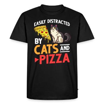 Pizza Cat Food Pizzeria Italian Kitten - Men's Premium Organic T-Shirt - black - Front - Nico (187cm)
