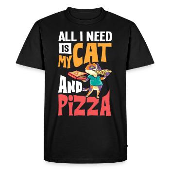 Pizza Cat Food Pizzeria Italian Kitten - Men's Premium Organic T-Shirt - black - Front - Nico (187cm)