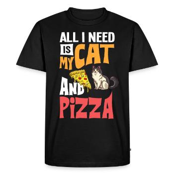 Pizza Cat Food Pizzeria Italian Kitten - Men's Premium Organic T-Shirt - black - Front - Nico (187cm)