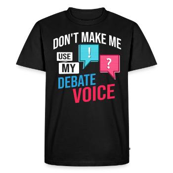 Débat Discussion politique Débat Argument - T-shirt Premium bio Homme - noir - Devant - Nico (187cm)
