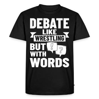 Débat Discussion politique Débat Argument - T-shirt Premium bio Homme - noir - Devant - Nico (187cm)