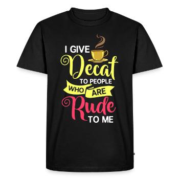 Café décaféiné Caféine Sans caféine - T-shirt Premium bio Homme - noir - Devant - Nico (187cm)